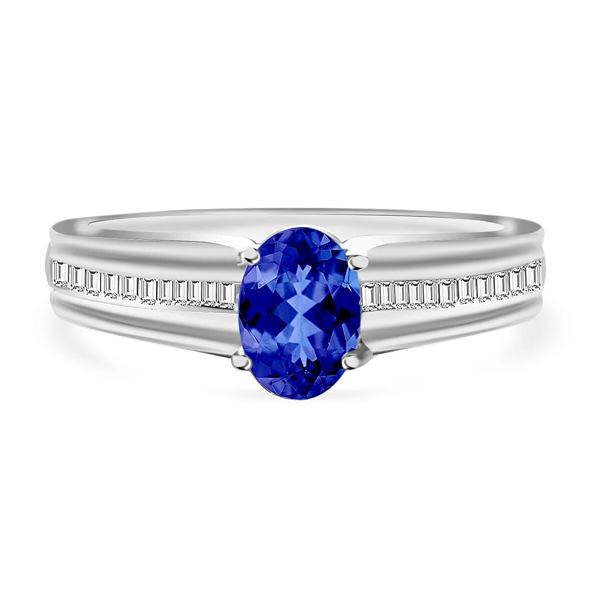 Luxoro Premium Tanzanite and G-H I1 Diamond 1.00 ctw Ring in 14K White Gold