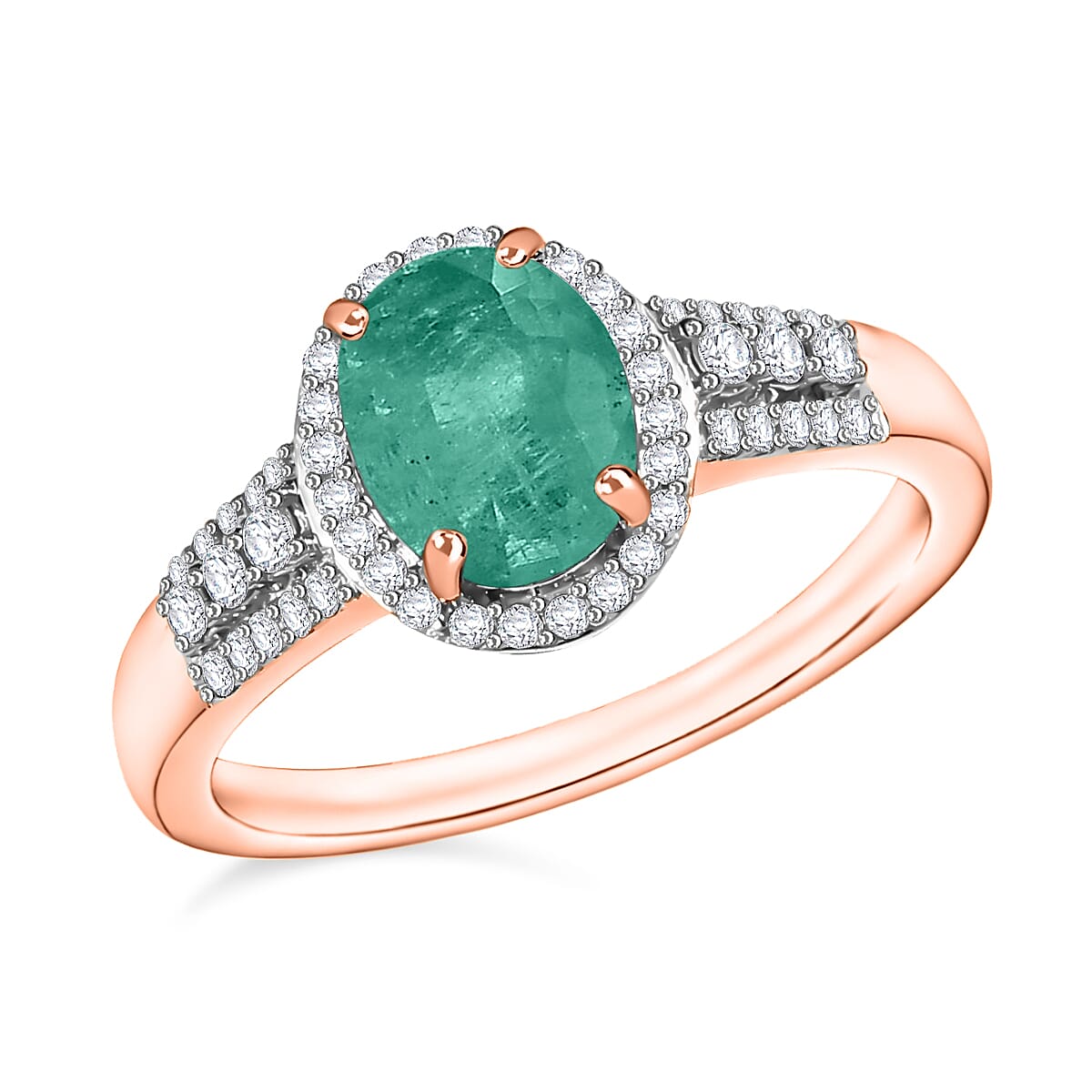 Luxoro Premium Kagem Zambian Emerald and G-H I1 Diamond 2.16 ctw Ring in 14K White Gold (Size 10) 2