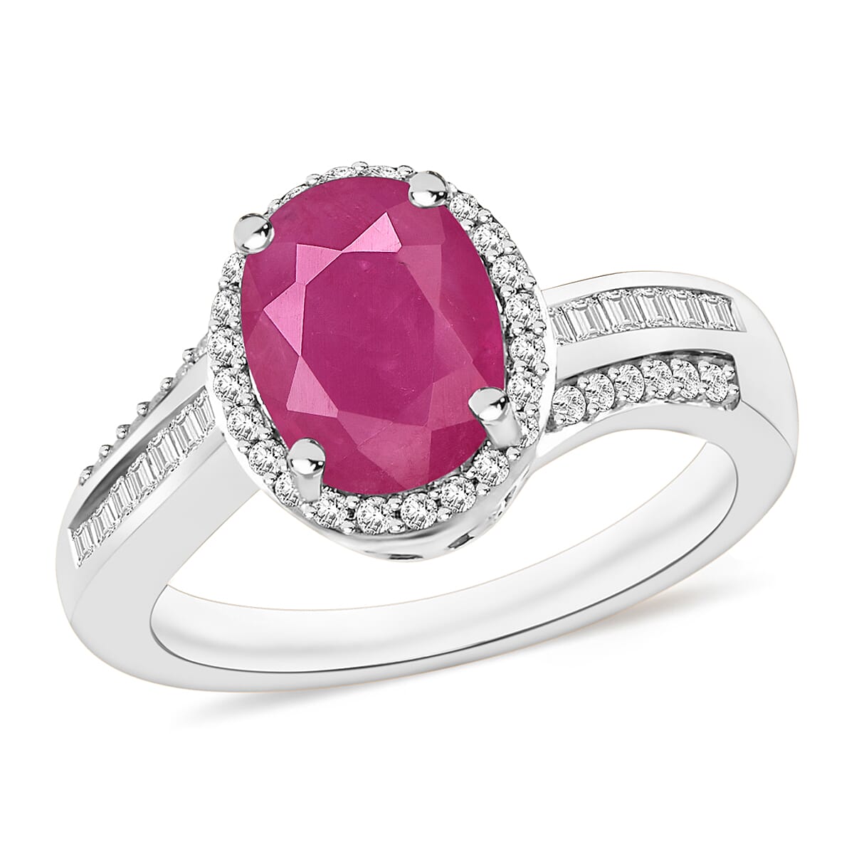 Luxoro Premium Mozambique Ruby and G-H I1 Diamond Ring in 14K White Gold (Size 10.0) 2.88 ctw