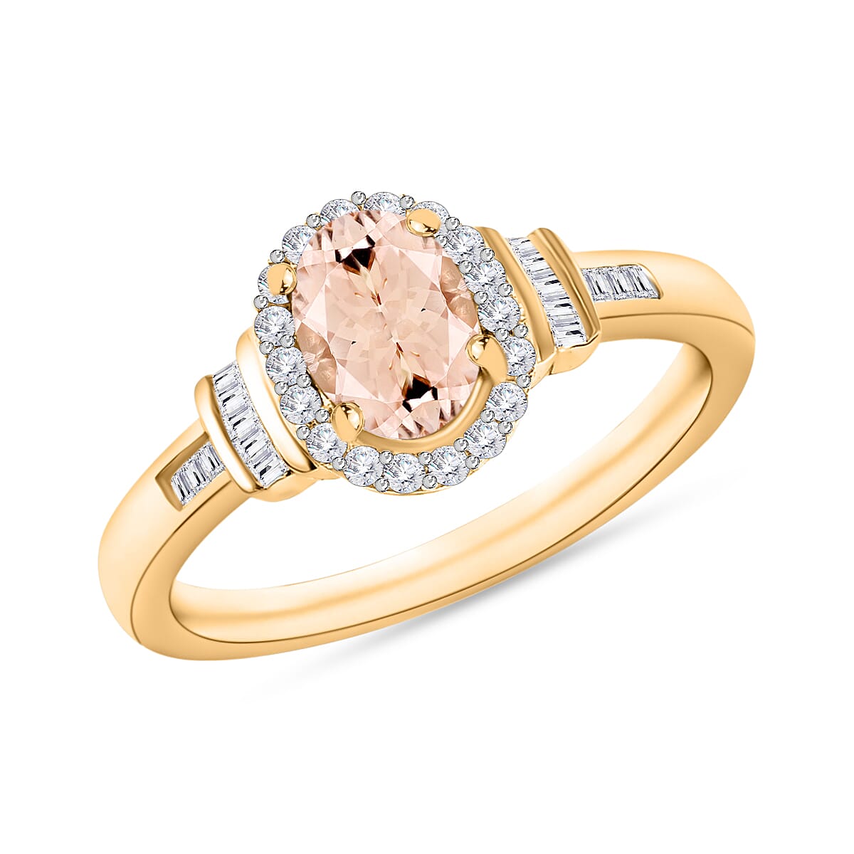 Premium Marropino Morganite and Diamond 1.85 ctw Ring in 18K Vermeil Rose Gold Over Sterling Silver (Size 10.0)
