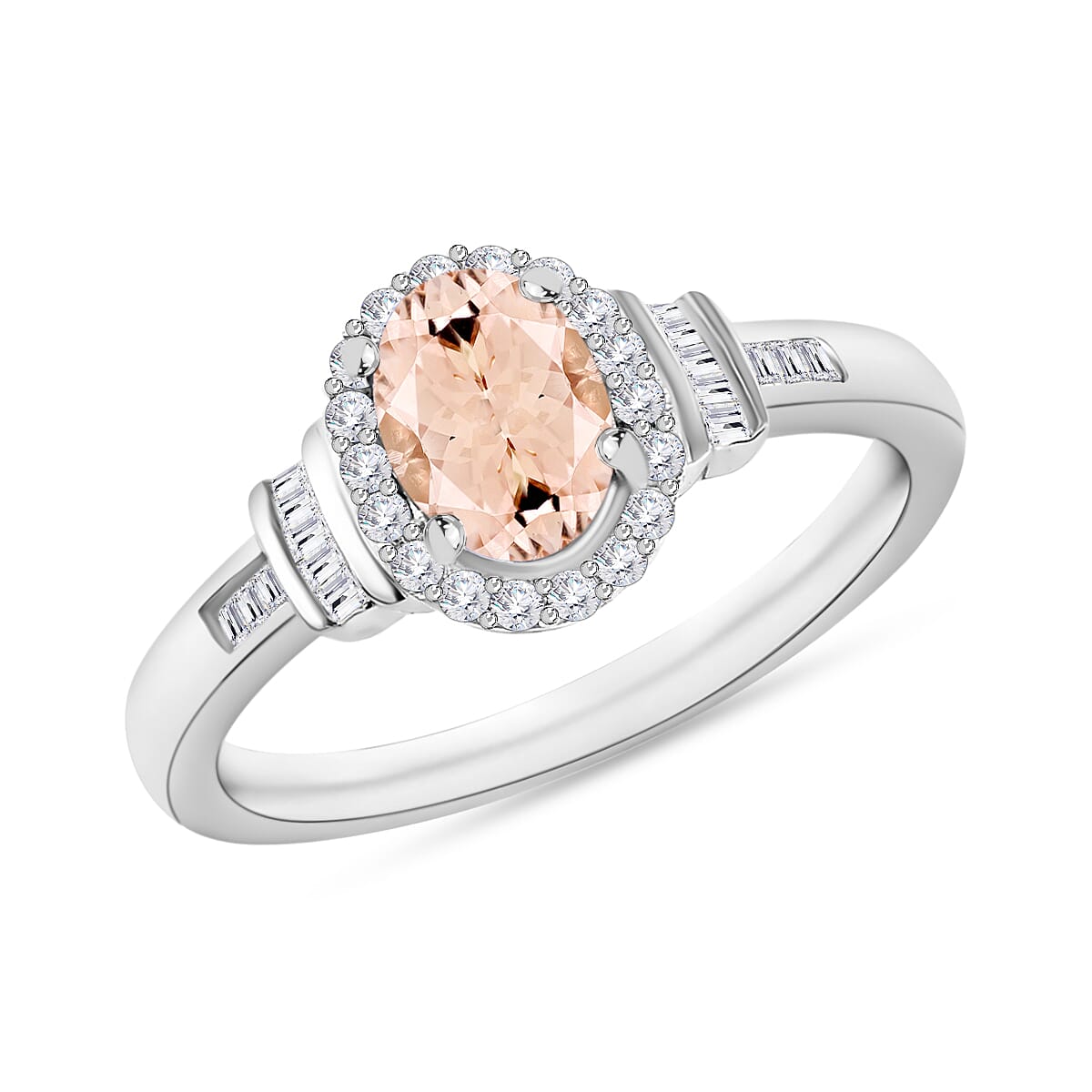 Premium Marropino Morganite and Diamond 1.85 ctw Ring in 18K Vermeil Rose Gold Over Sterling Silver (Size 10.0)