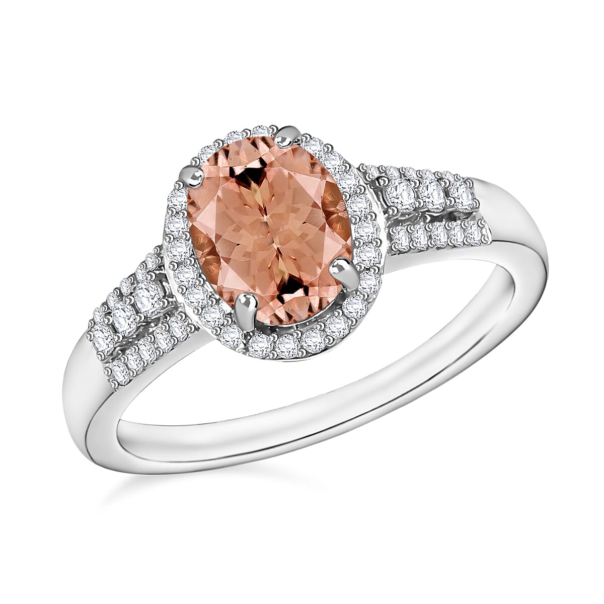 Luxoro Premium Marropino Morganite and G-H I1 Diamond Ring in 14K White Gold (Size 10.0) 2.76 ctw