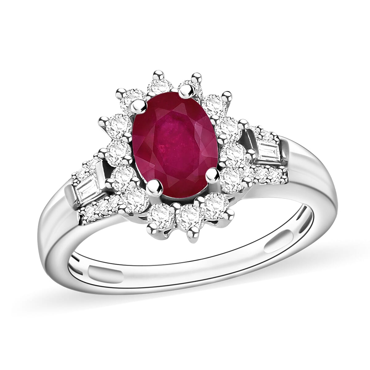 Mozambique Ruby and Moissanite 1.50 ctw Ring in 18K Vermeil Rose Gold Over Sterling Silver (Size 10.0)