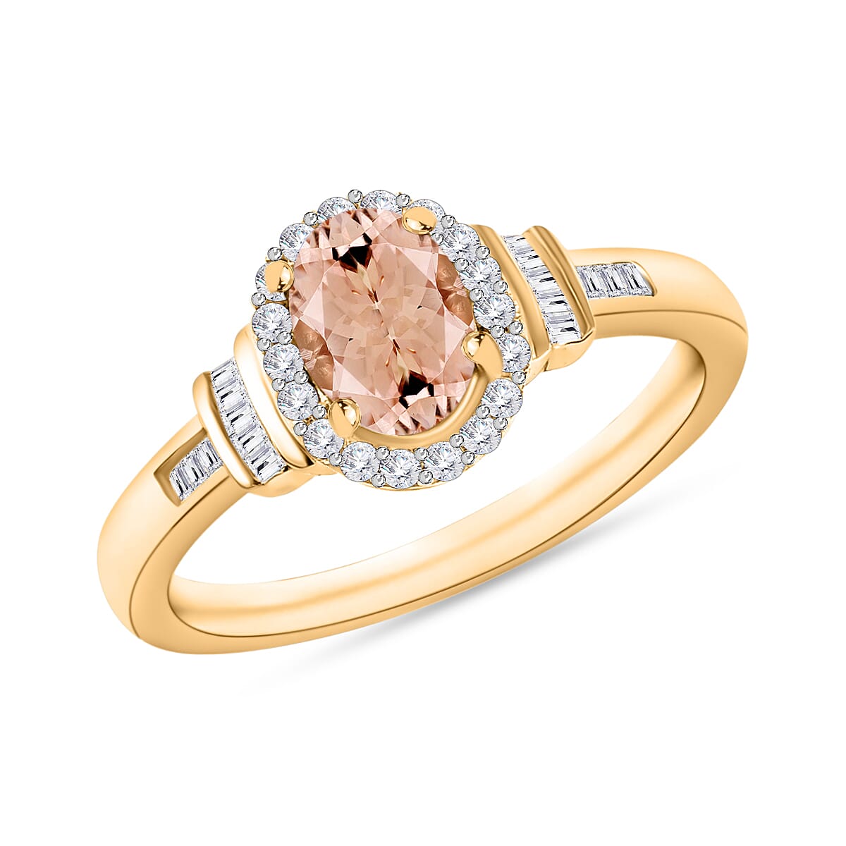 Premium Marropino Morganite and Diamond 1.85 ctw Ring in 18K Vermeil Rose Gold Over Sterling Silver (Size 10.0)