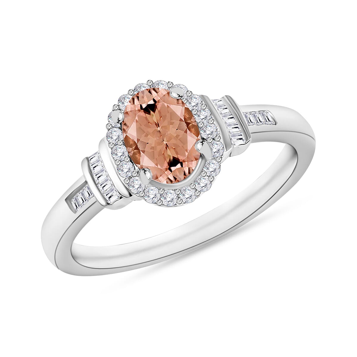 Premium Marropino Morganite and Diamond 1.85 ctw Ring in 18K Vermeil Rose Gold Over Sterling Silver (Size 10.0)