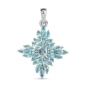Lagoon Apatite Pendant in Rhodium Over Sterling Silver 2.40 ctw
