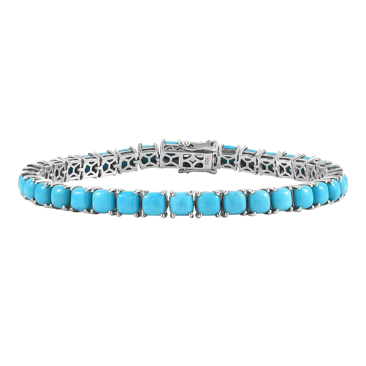 Sleeping Beauty Turquoise Bracelet in Rhodium Over Sterling Silver (8.0 In) 20.40 ctw