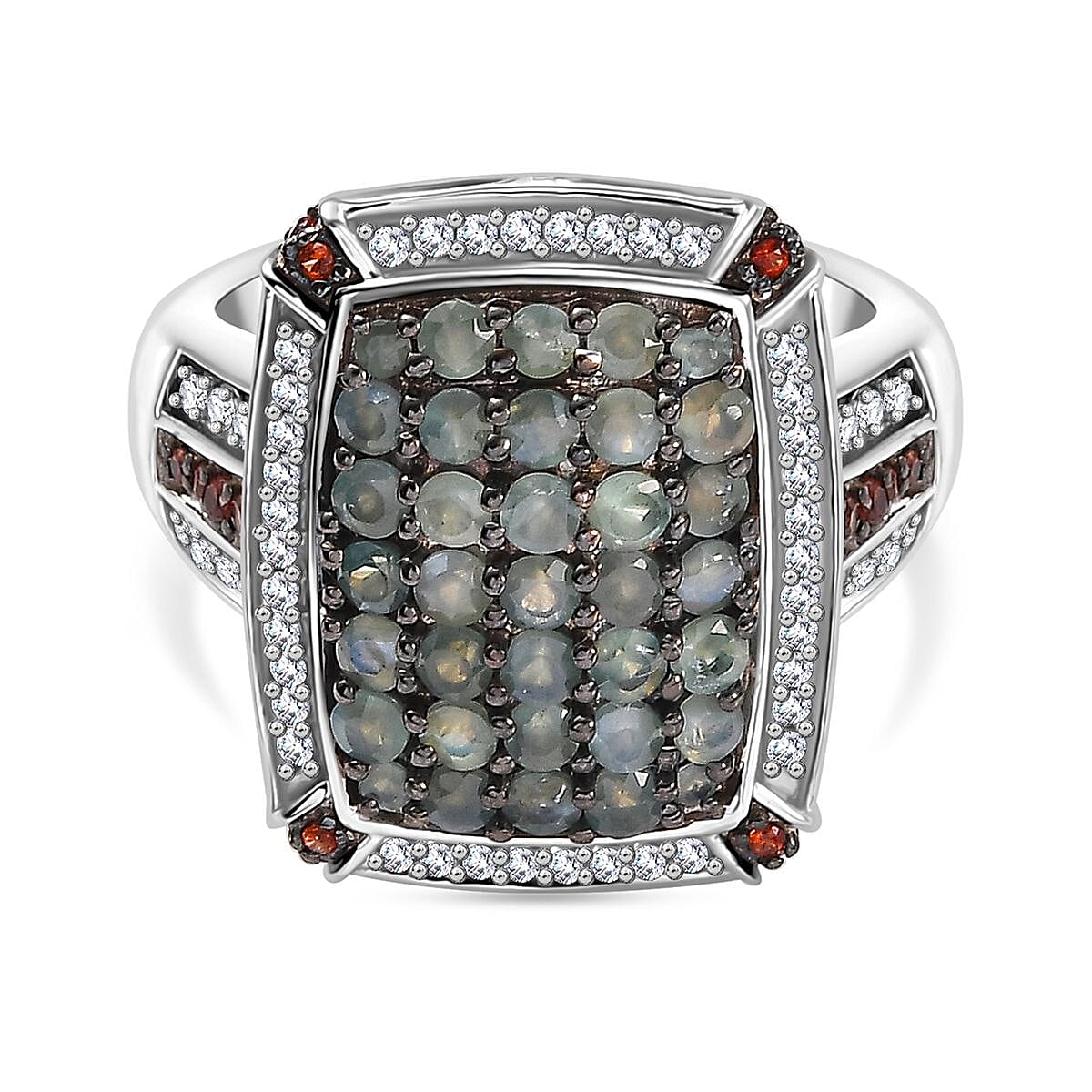 Alexandrite, Multi Gemstone Ring in Rhodium Over Sterling Silver (Size 9.0) 2.49 ctw