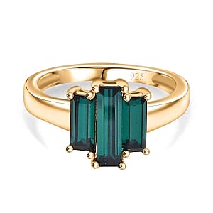 Emerald Swarovski Crystal Ring in 14K YG Over Sterling Silver (Size 6.5) 1.80 ctw