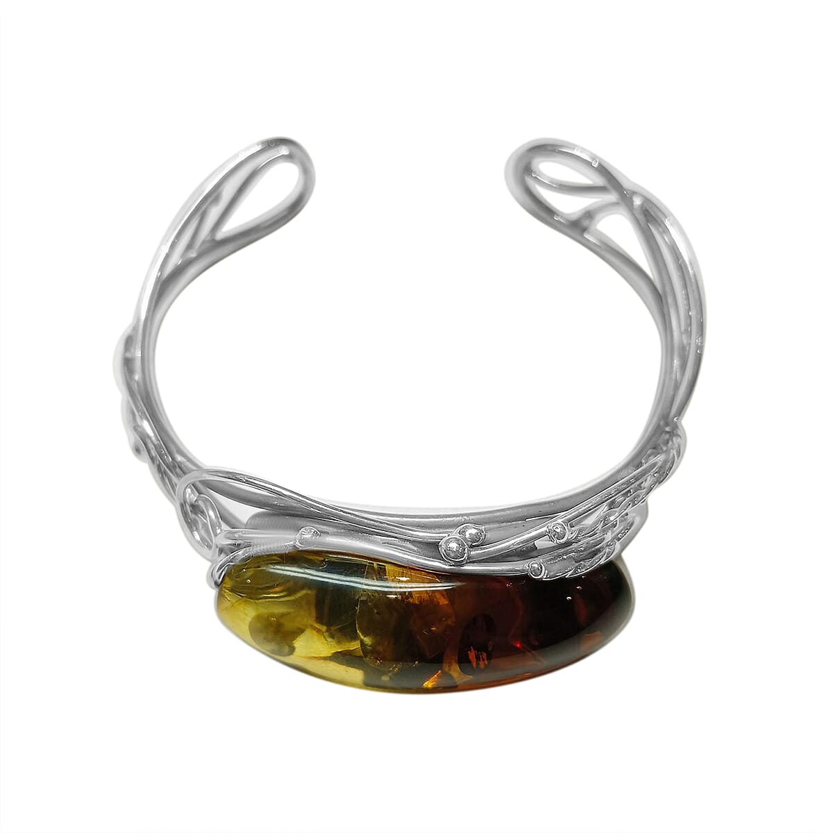 Amber Bangle Bracelet in Sterling Silver 80.00 ctw