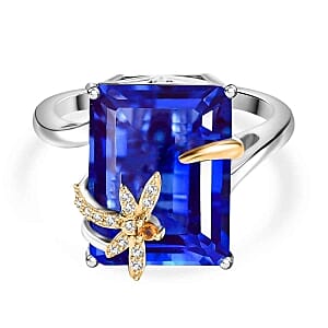 Tanzanite Color Quartz, Multi Gemstone Ring in Sterling Silver (Size 8.0) 14.81 ctw