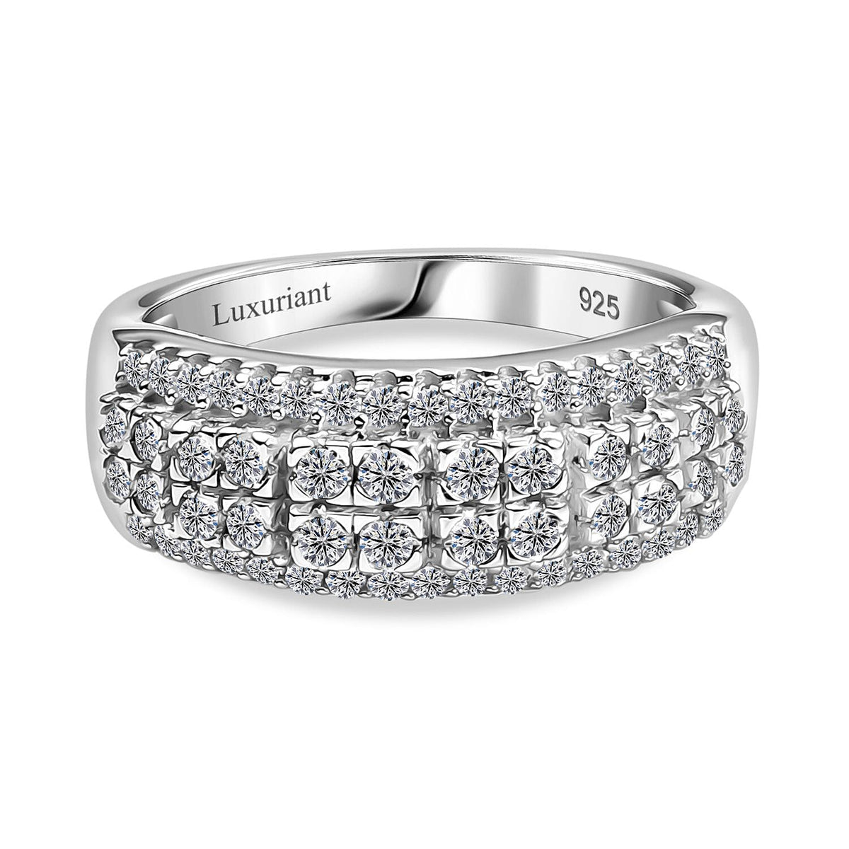 Luxuriant Lab Grown Diamond (G-H, SI) Ring in Rhodium Over Sterling Silver (Size 9.0) 1.00 ctw