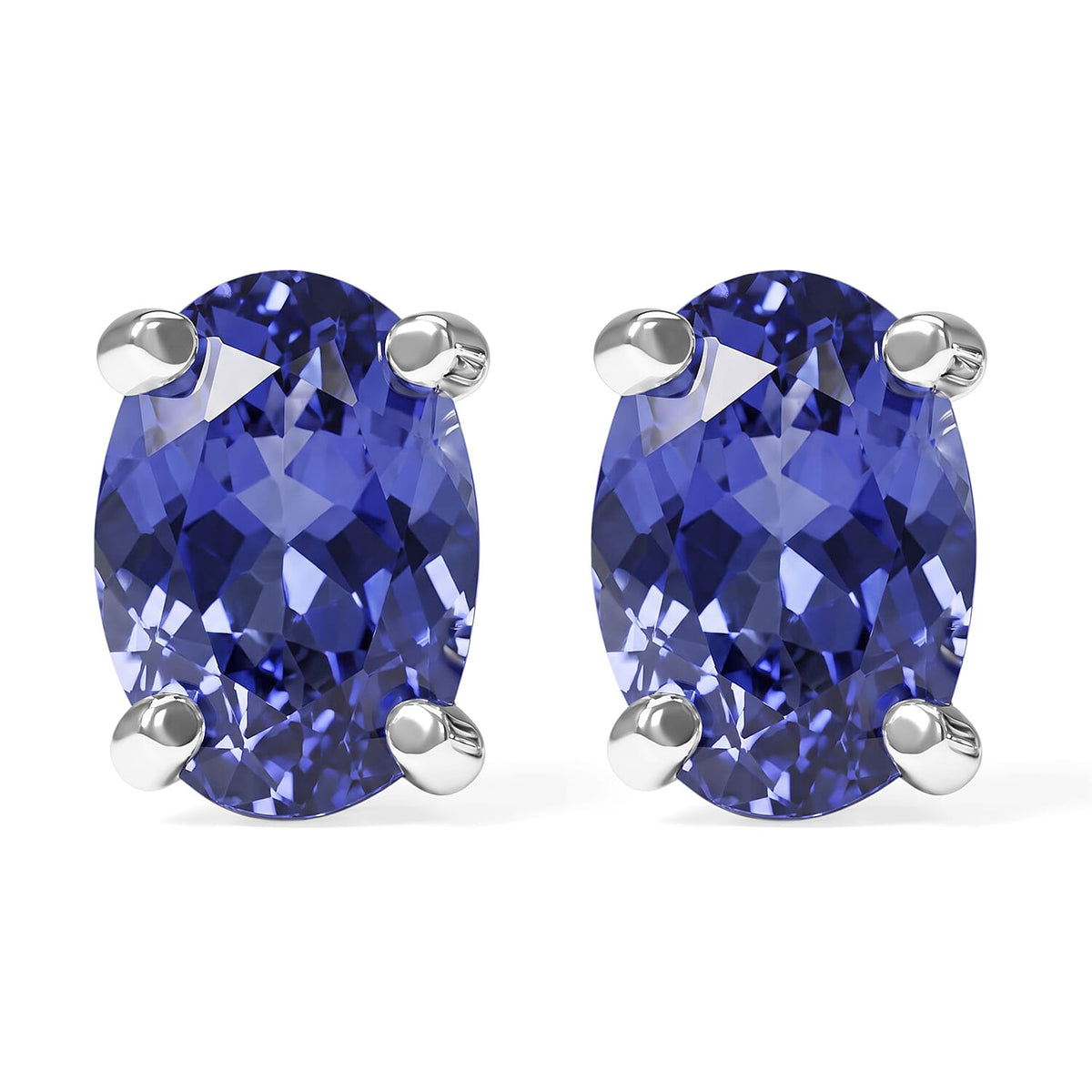 D'Joy Tanzanite 1.00 ctw Solitaire Stud Earrings in Platinum Over Sterling Silver