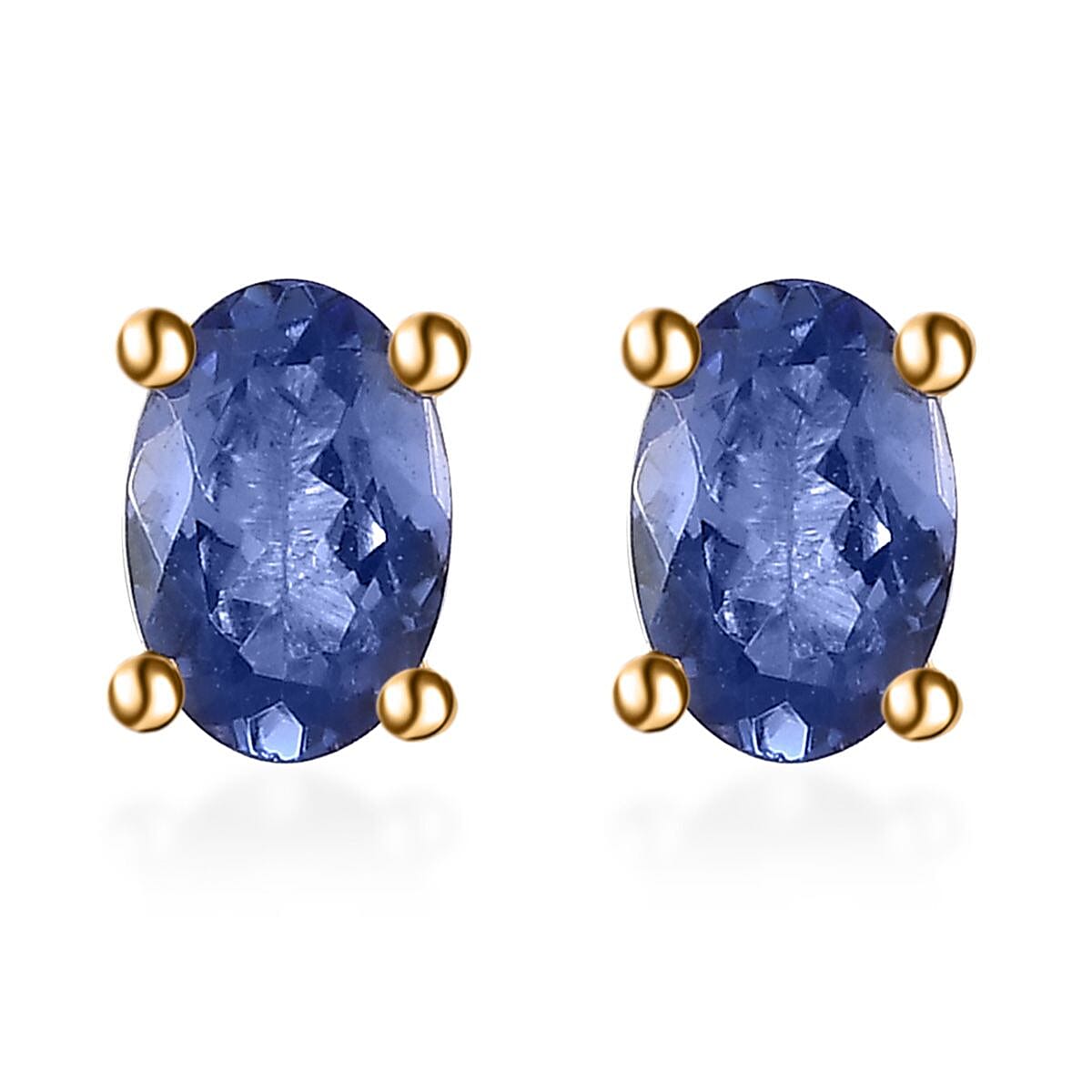 D'Joy Tanzanite 1.00 ctw Solitaire Stud Earrings in Platinum Over Sterling Silver