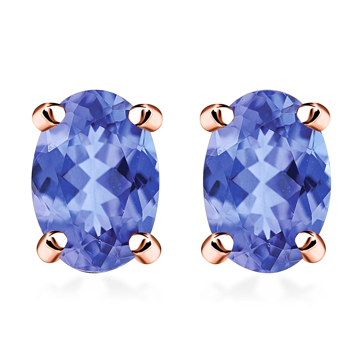 D'Joy Tanzanite 1.00 ctw Solitaire Stud Earrings in Platinum Over Sterling Silver
