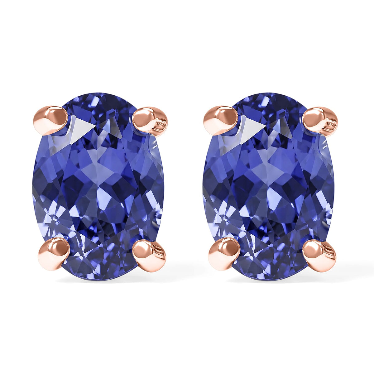 D'Joy Tanzanite 1.00 ctw Solitaire Stud Earrings in Platinum Over Sterling Silver