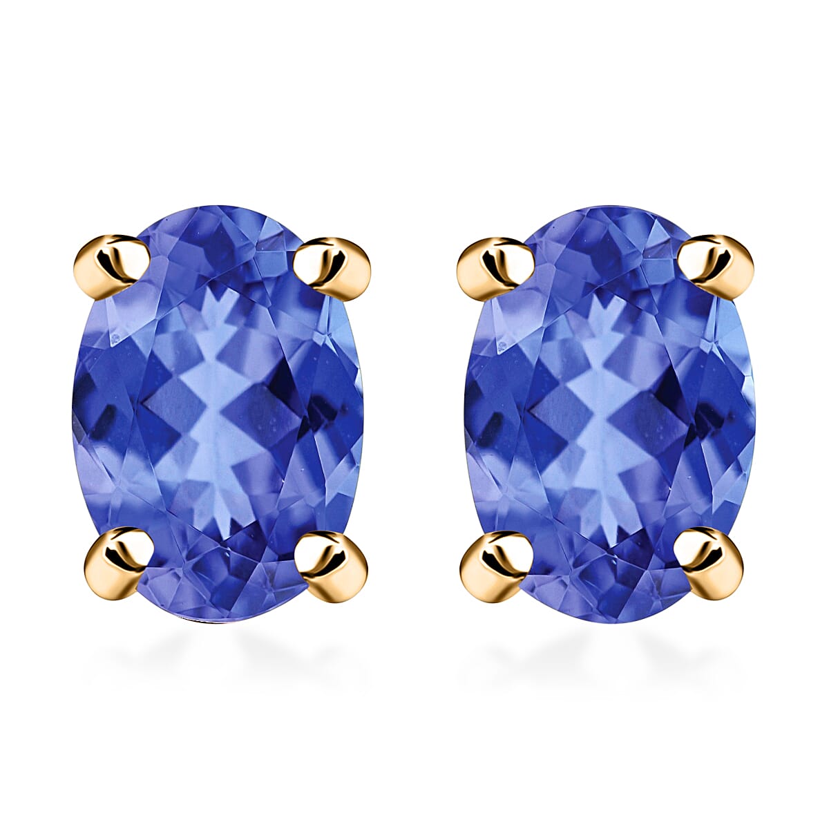 D'Joy Tanzanite 1.00 ctw Solitaire Stud Earrings in Platinum Over Sterling Silver