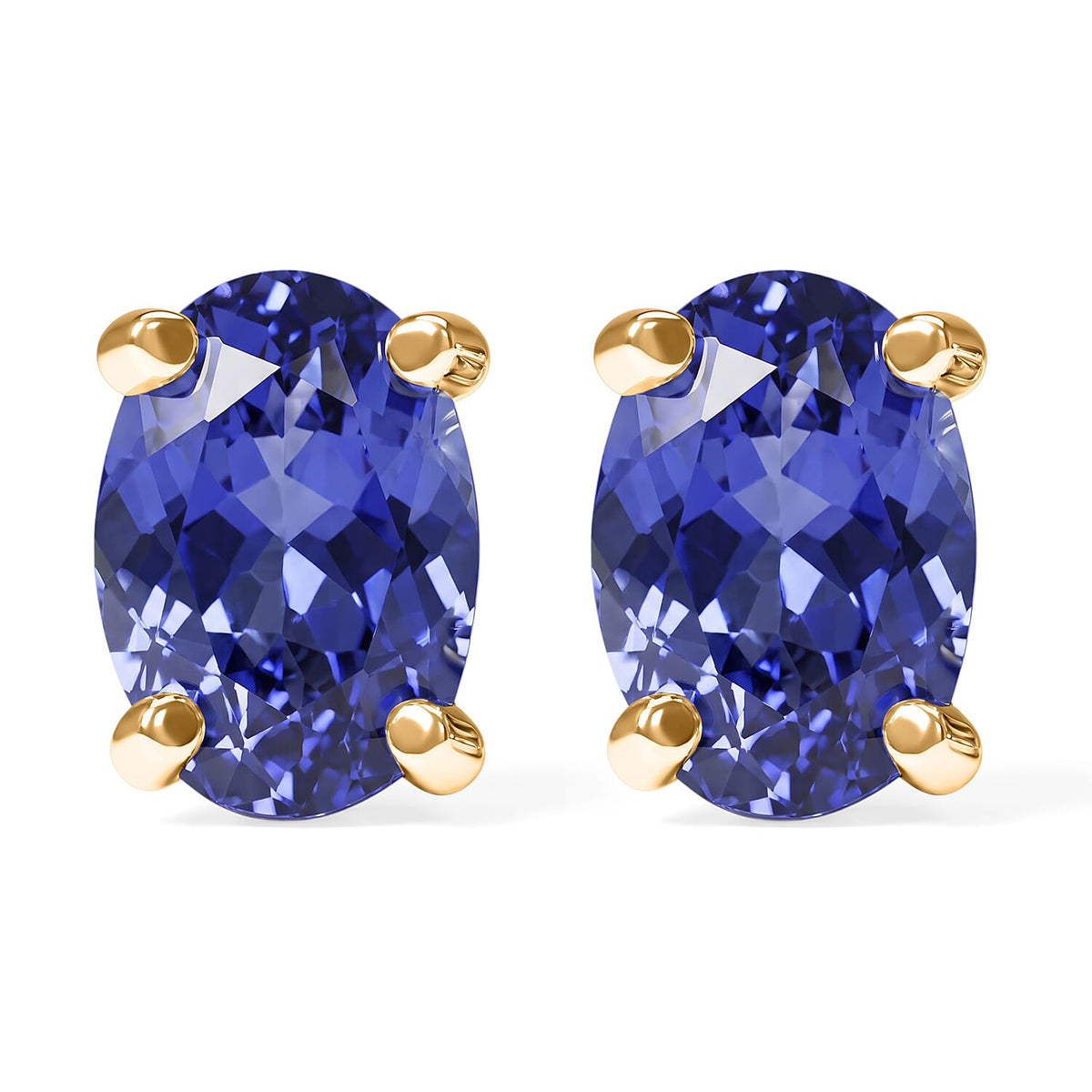 D'Joy Tanzanite 1.00 ctw Solitaire Stud Earrings in Platinum Over Sterling Silver