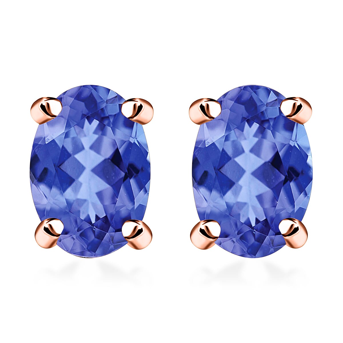 D'Joy Tanzanite 1.00 ctw Solitaire Stud Earrings in Platinum Over Sterling Silver