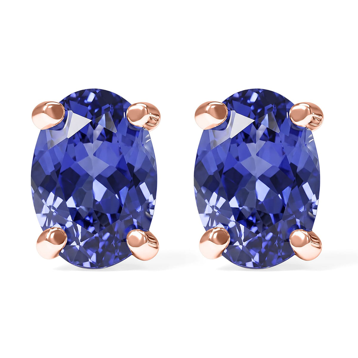 D'Joy Tanzanite 1.00 ctw Solitaire Stud Earrings in Platinum Over Sterling Silver