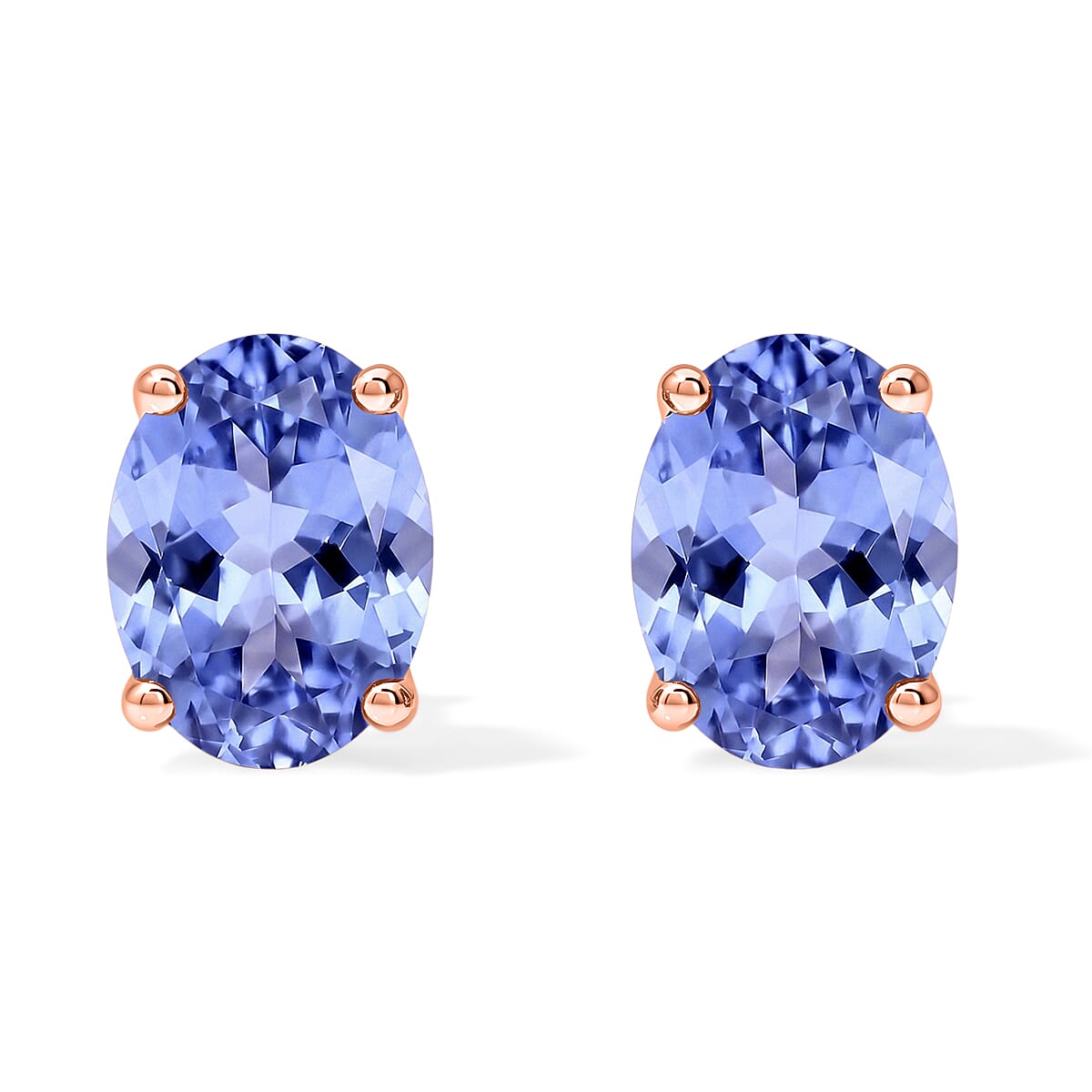 Tanzanite Solitaire Stud Earrings in Platinum Over Sterling Silver 1.65 ctw