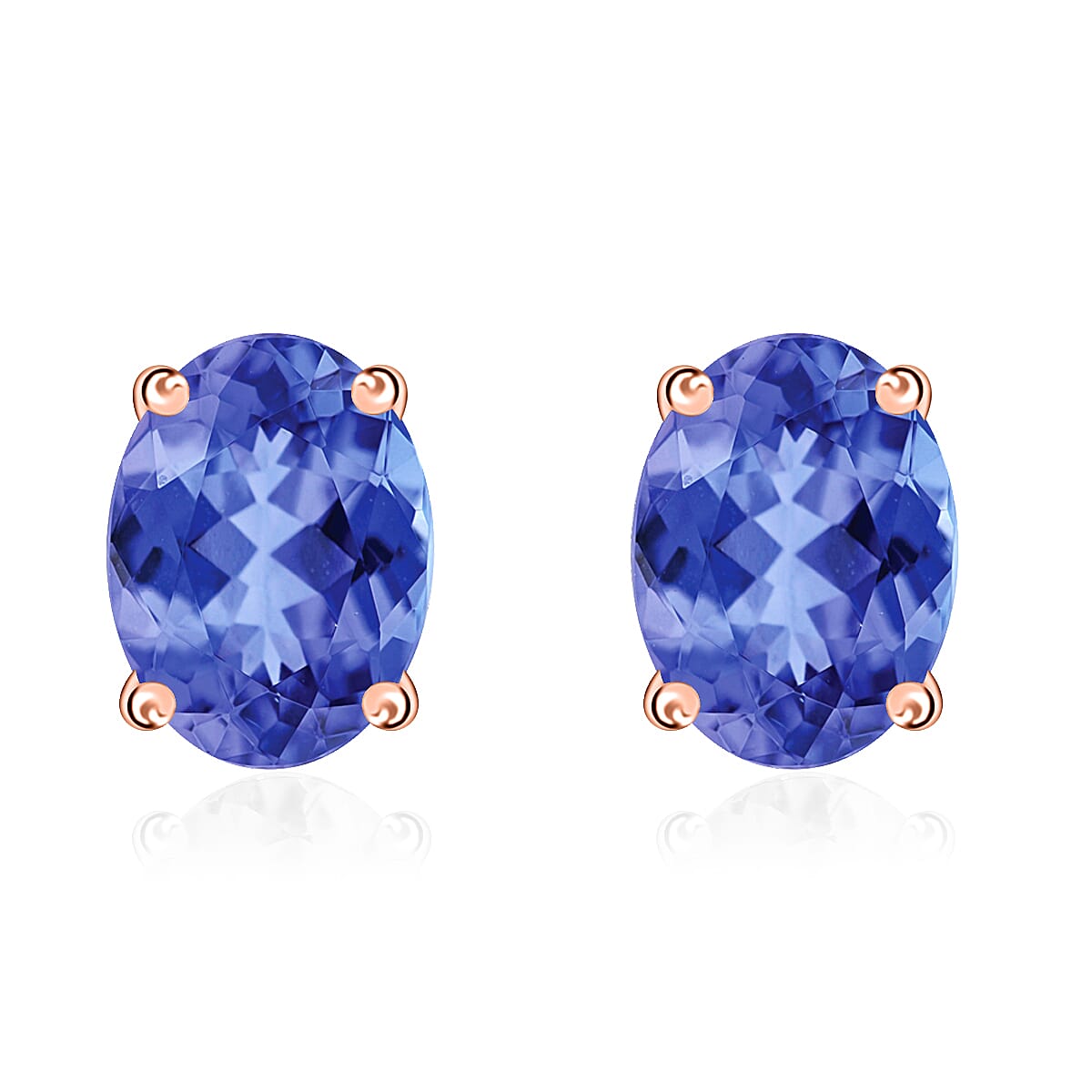 Tanzanite Solitaire Stud Earrings in Platinum Over Sterling Silver 1.65 ctw