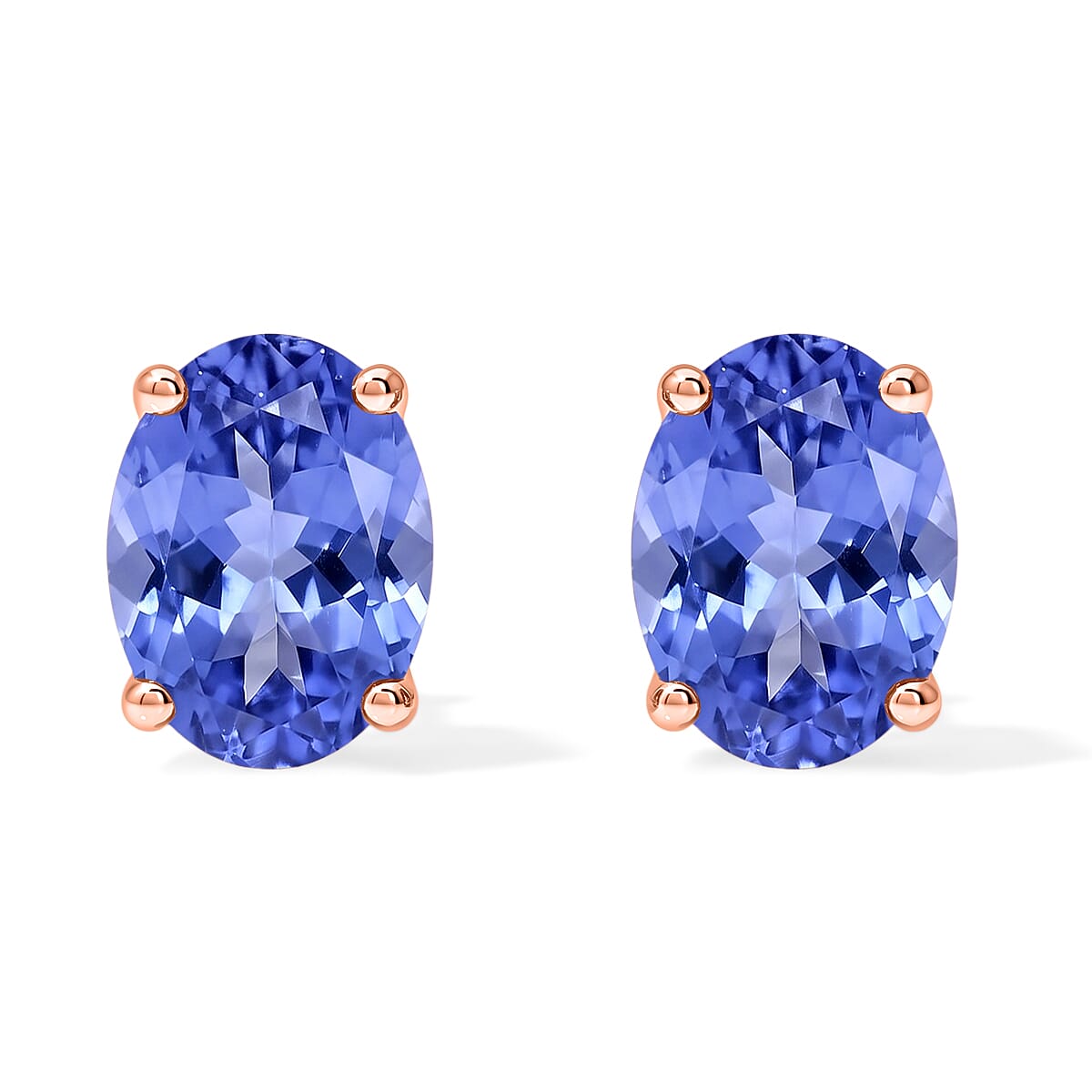 Tanzanite Solitaire Stud Earrings in Platinum Over Sterling Silver 1.65 ctw