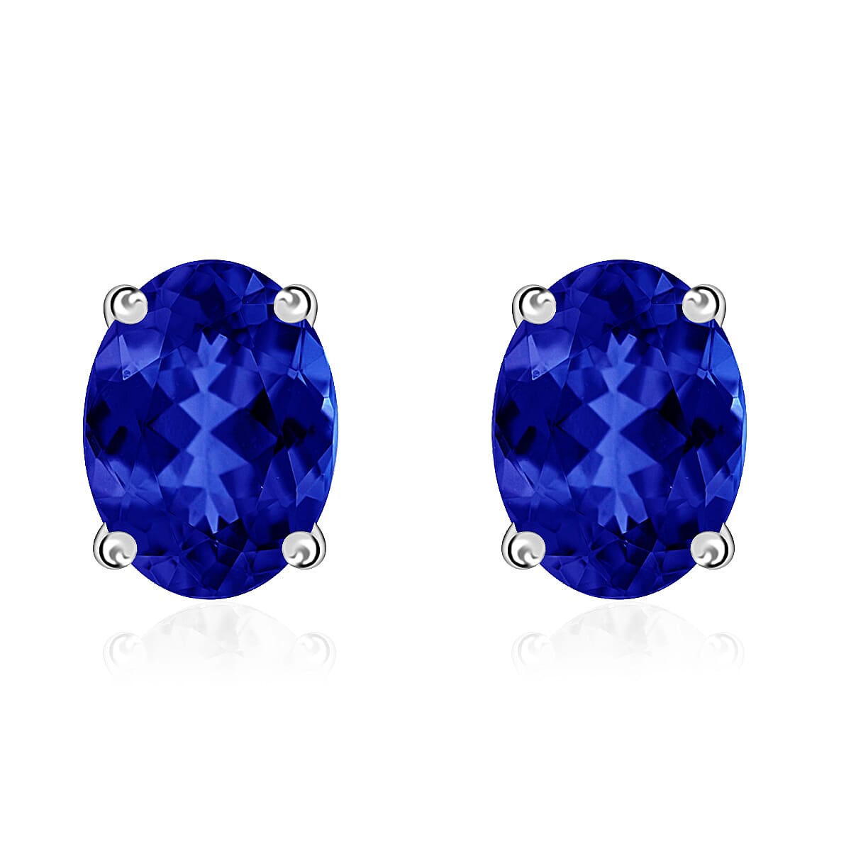 Tanzanite Solitaire Stud Earrings in Platinum Over Sterling Silver 1.65 ctw