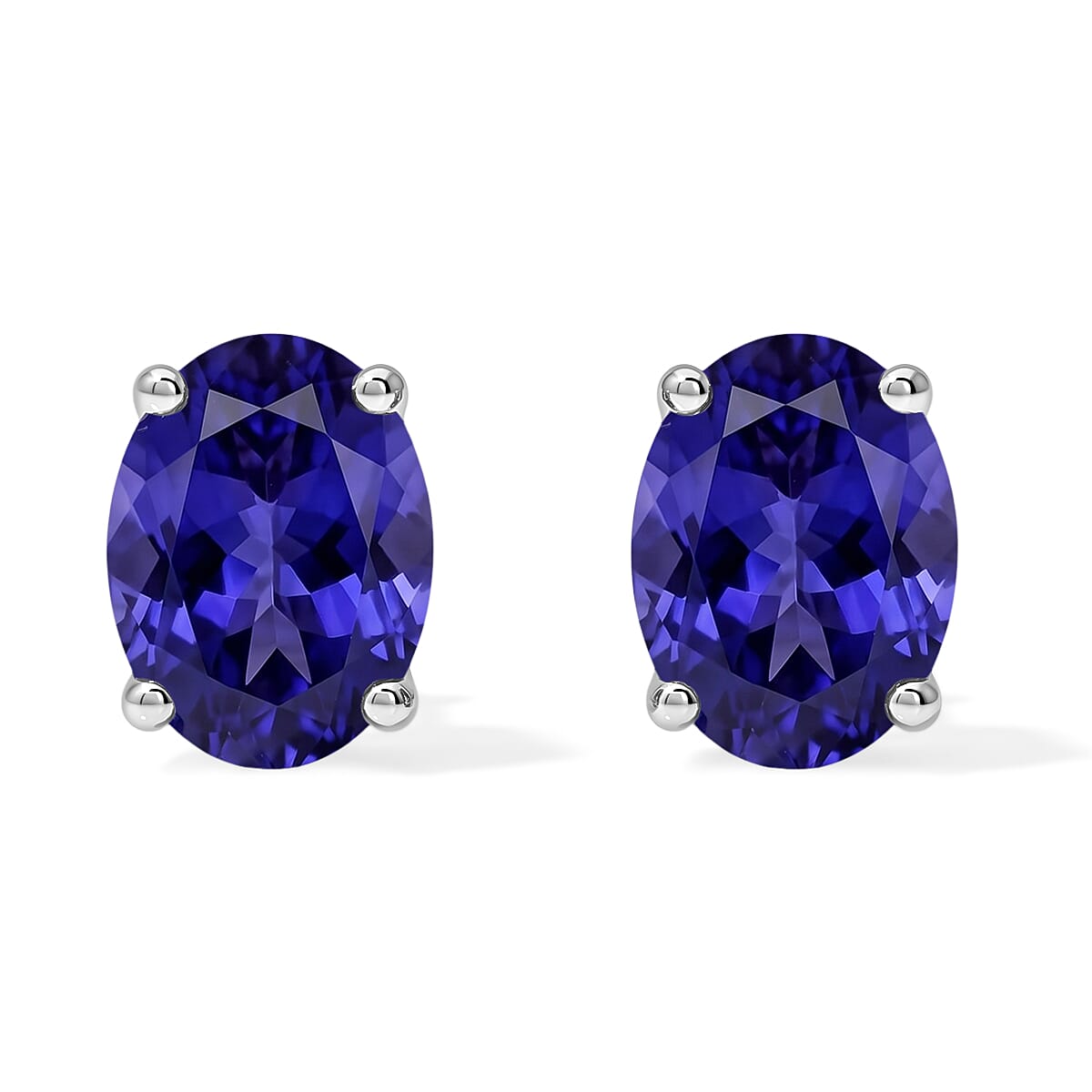 Tanzanite Solitaire Stud Earrings in Platinum Over Sterling Silver 1.65 ctw