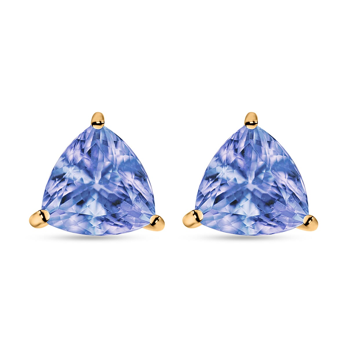 D'Joy Tanzanite 2.90 ctw Solitaire Stud Earrings in Platinum Over Sterling Silver