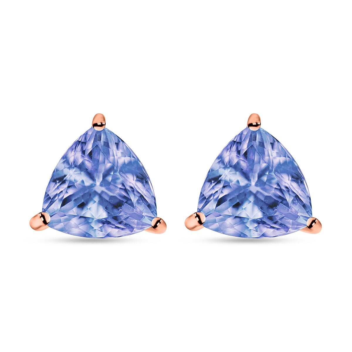 D'Joy Tanzanite 2.90 ctw Solitaire Stud Earrings in Platinum Over Sterling Silver