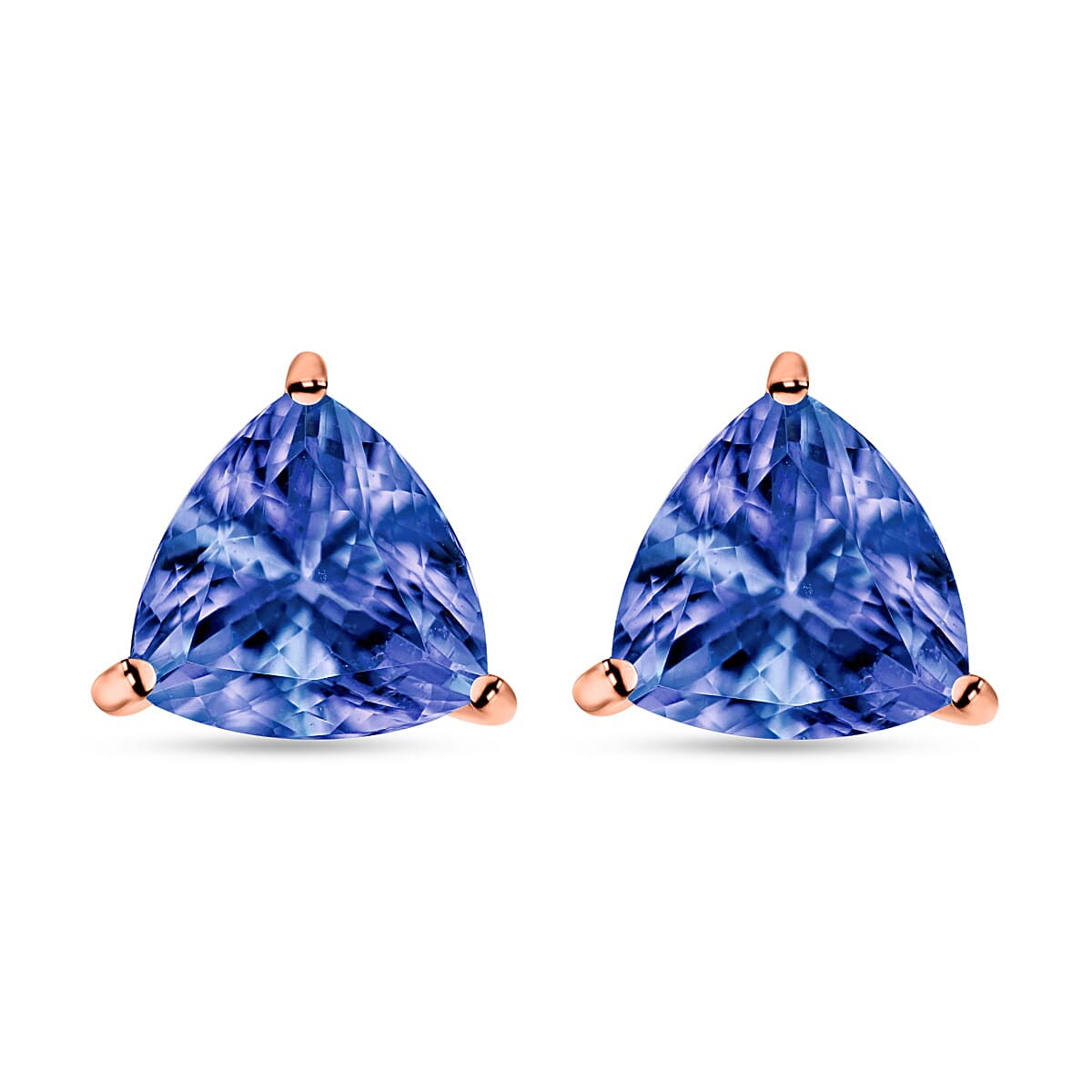 D'Joy Tanzanite 2.90 ctw Solitaire Stud Earrings in Platinum Over Sterling Silver