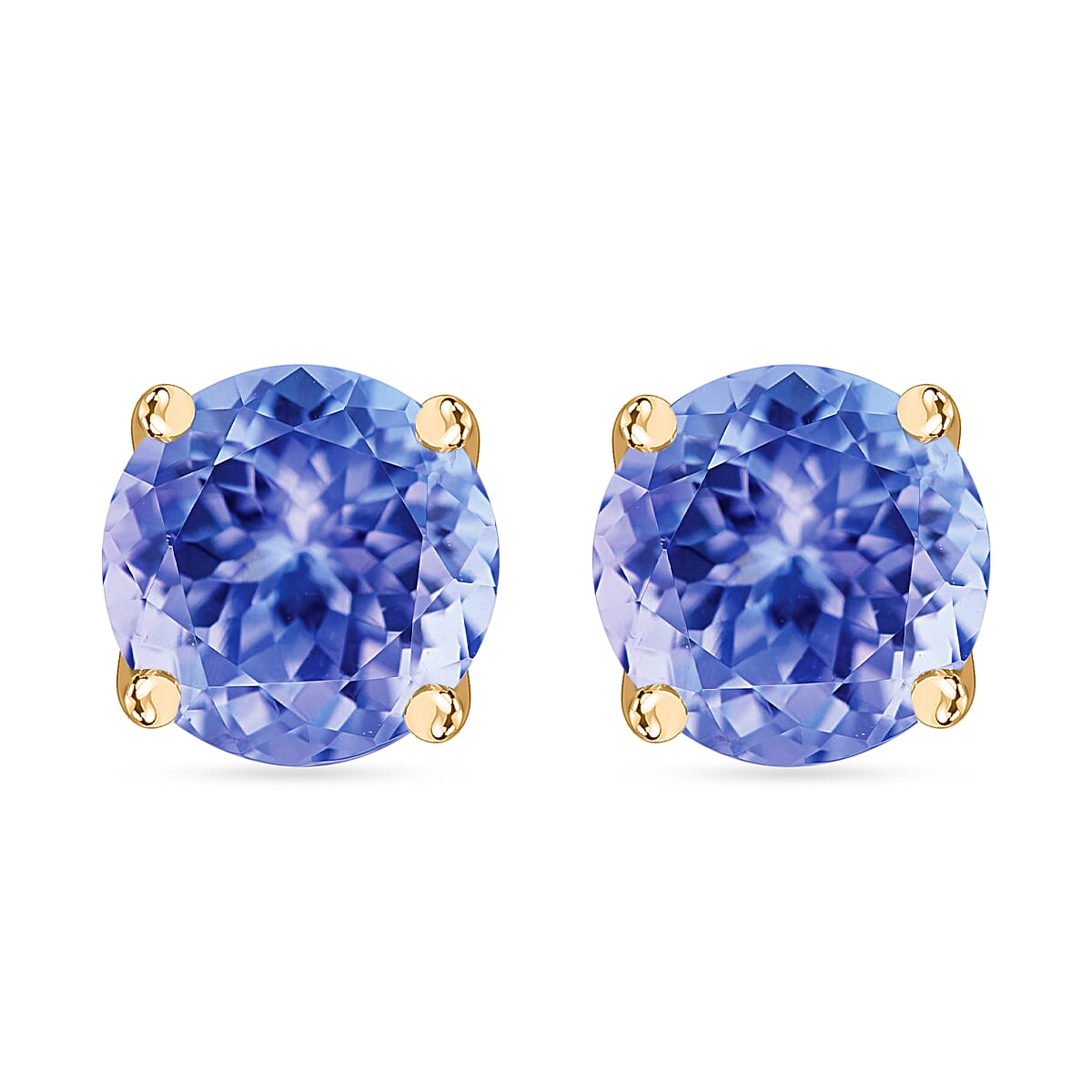 Tanzanite Solitaire Stud Earrings in Platinum Over Sterling Silver 1.50 ctw