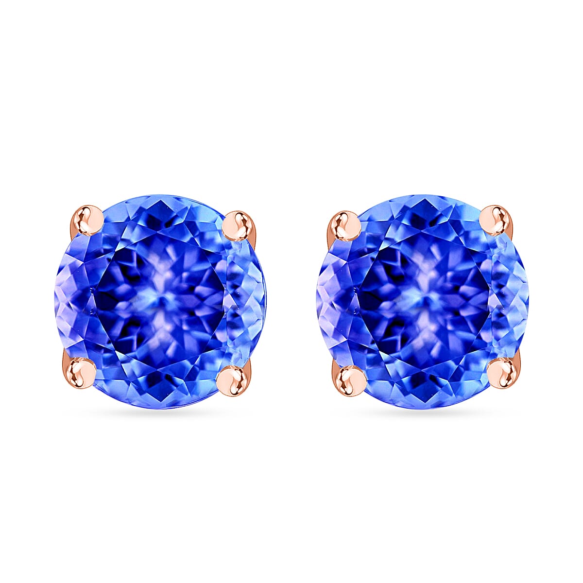 Tanzanite Solitaire Stud Earrings in Platinum Over Sterling Silver 1.50 ctw