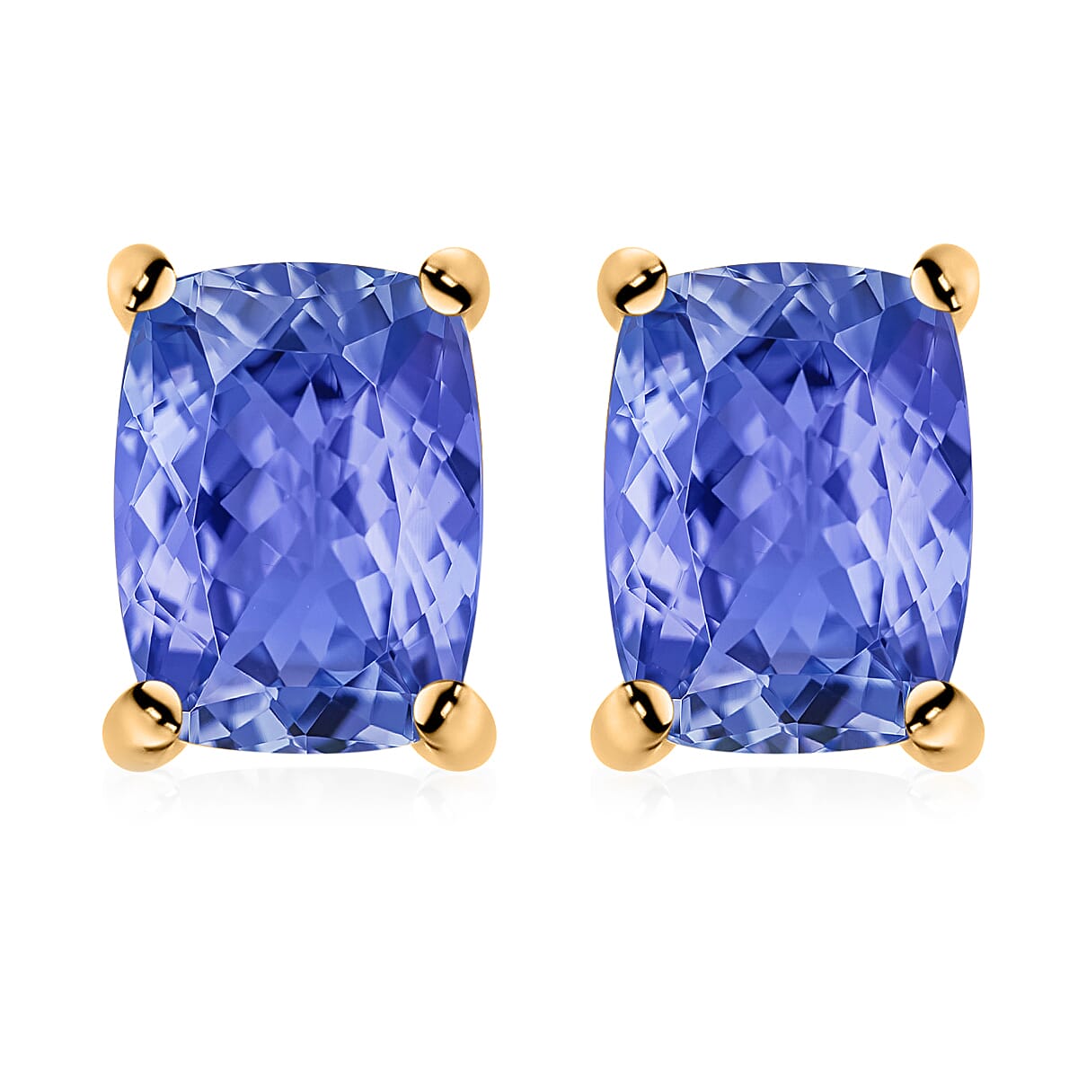 Tanzanite Solitaire Stud Earrings in Platinum Over Sterling Silver 2.10 ctw