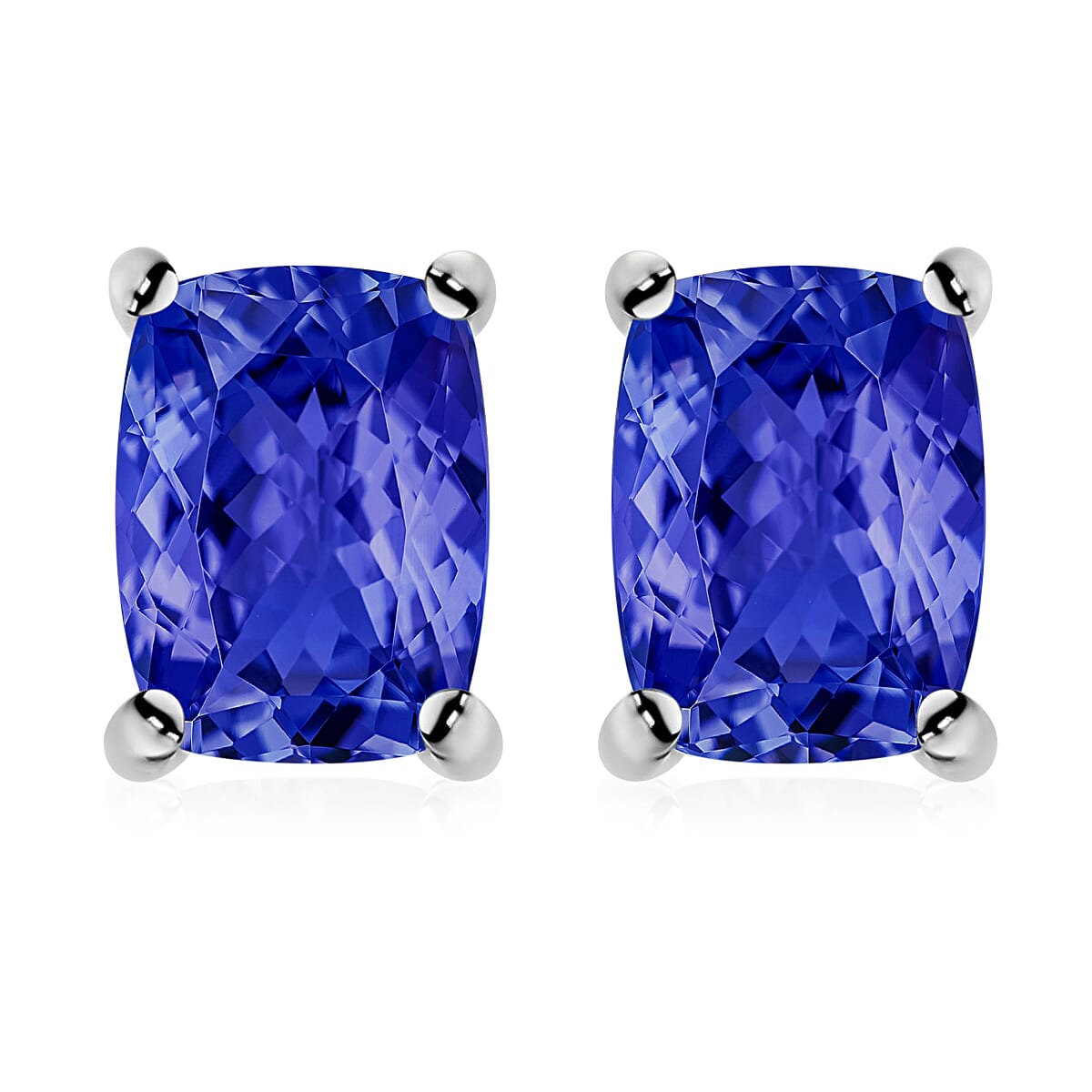Tanzanite Solitaire Stud Earrings in Platinum Over Sterling Silver 2.10 ctw