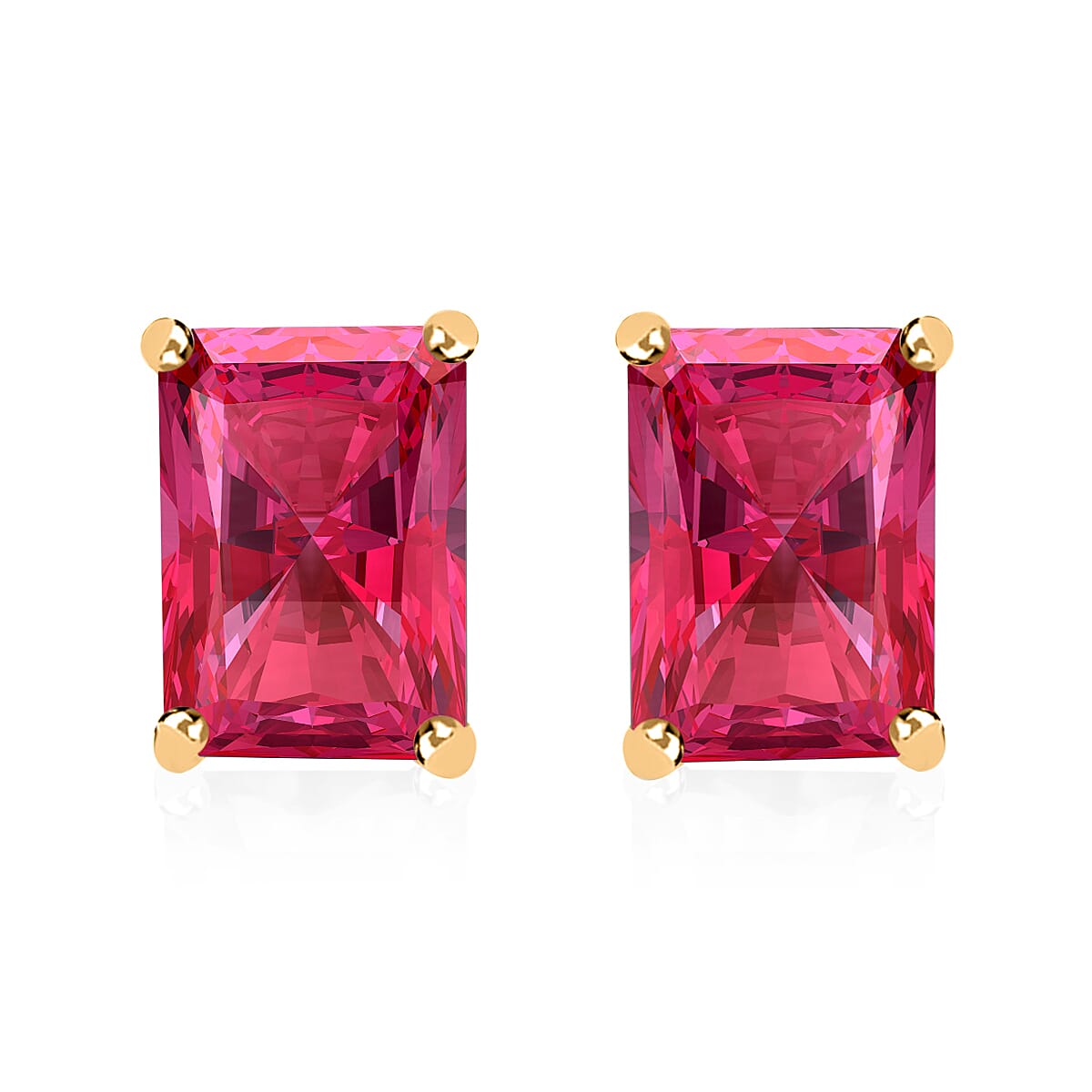 D'Joy Premium Ouro Fino Rubellite 2.50 ctw Solitaire Stud Earrings in Platinum Over Sterling Silver