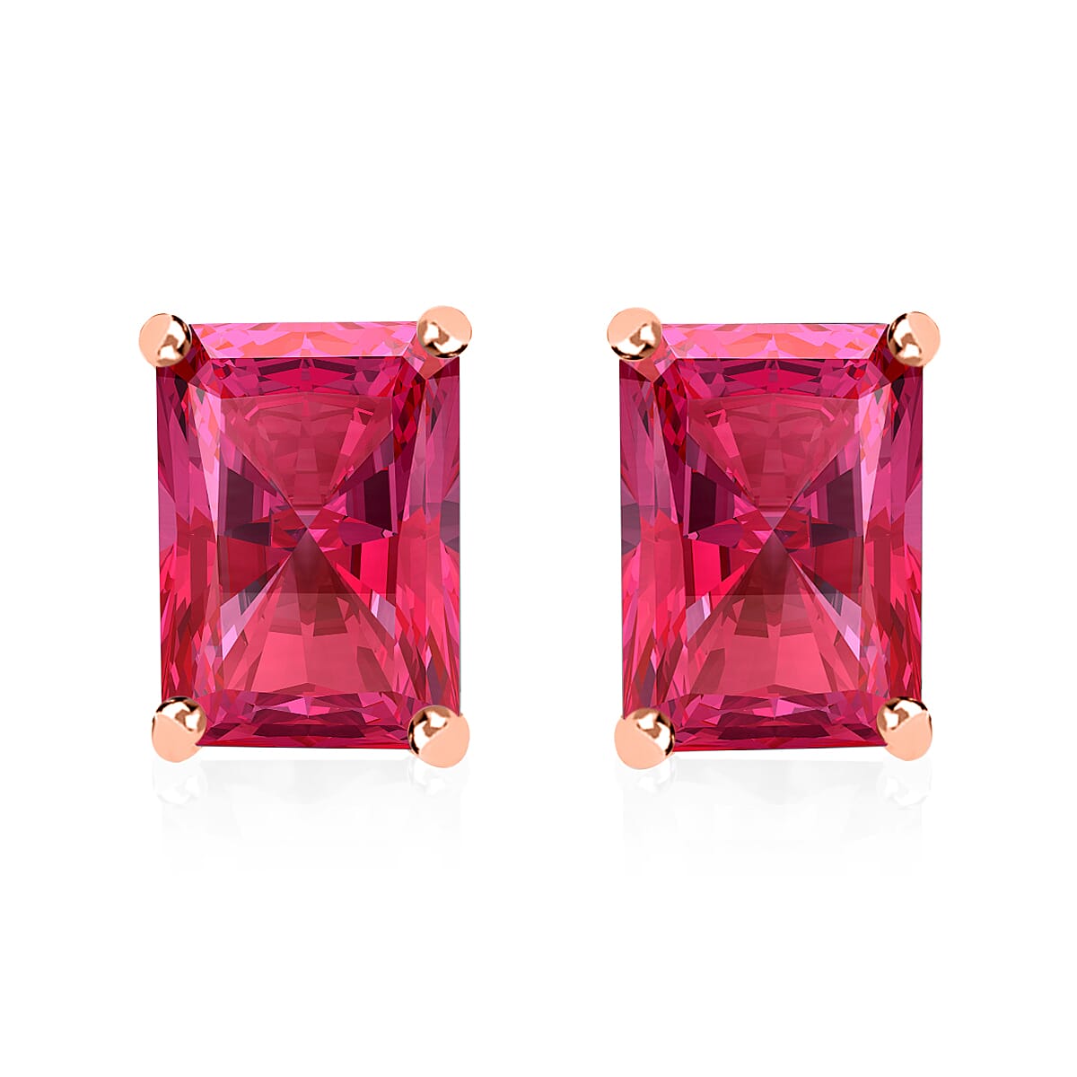 D'Joy Premium Ouro Fino Rubellite 2.50 ctw Solitaire Stud Earrings in Platinum Over Sterling Silver