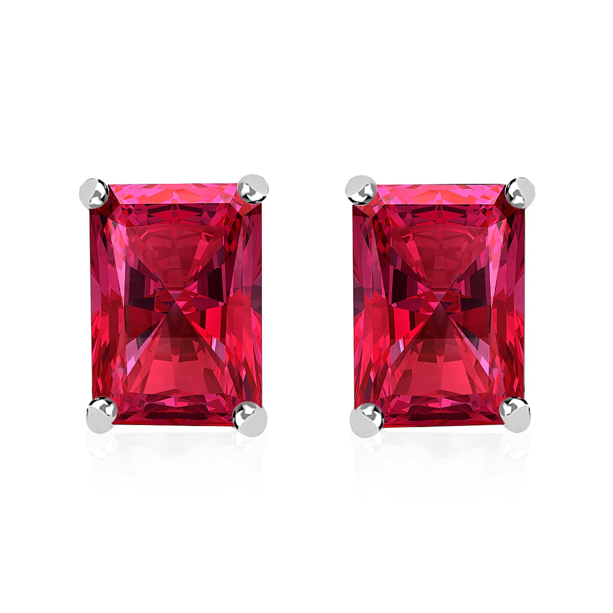 D'Joy Premium Ouro Fino Rubellite 2.50 ctw Solitaire Stud Earrings in Platinum Over Sterling Silver