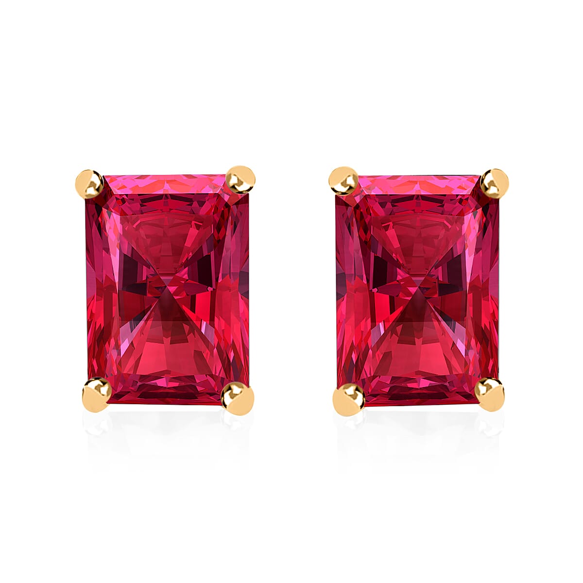 D'Joy Premium Ouro Fino Rubellite 2.50 ctw Solitaire Stud Earrings in Platinum Over Sterling Silver