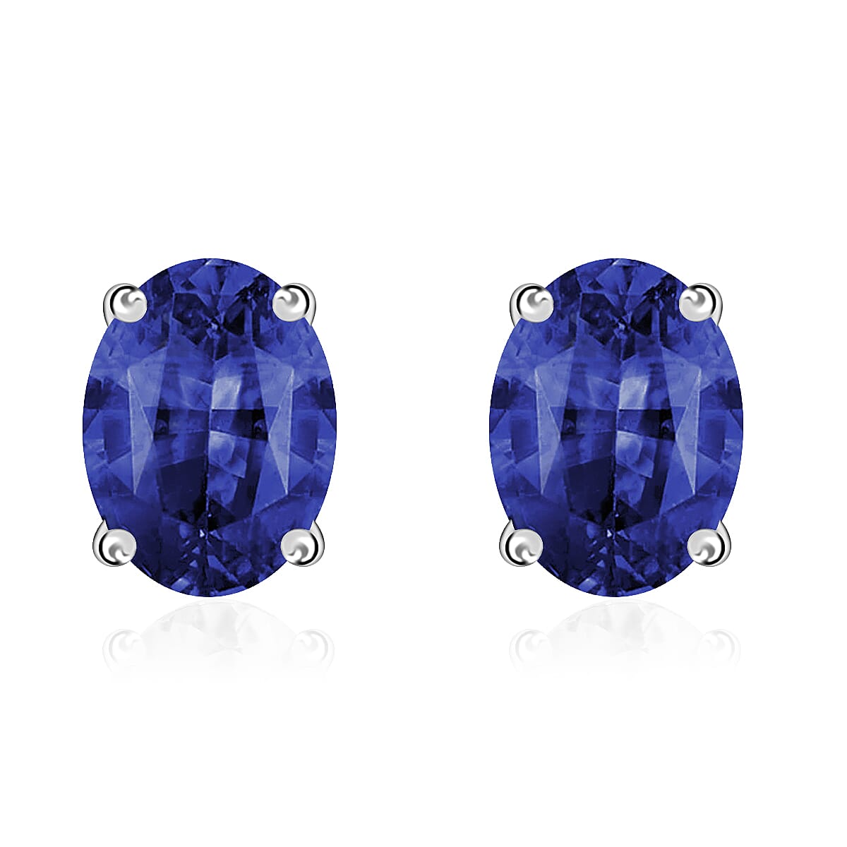 Tanzanite Solitaire Stud Earrings in Platinum Over Sterling Silver 1.65 ctw
