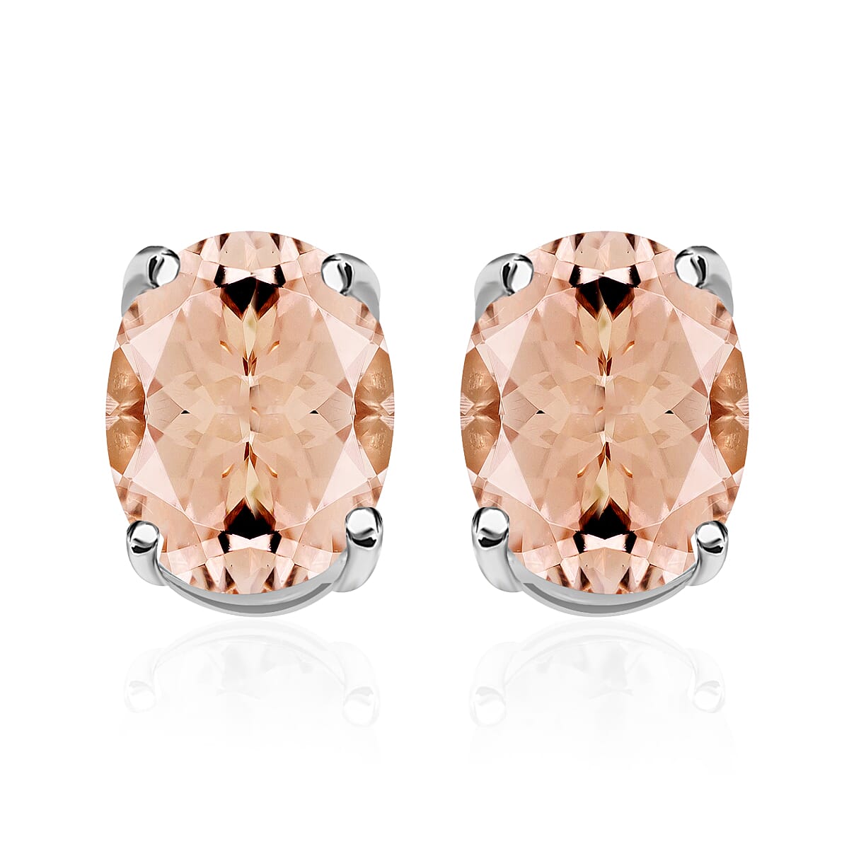Premium Marropino Morganite Solitaire Stud Earrings in Platinum Over Sterling Silver 2.60 ctw