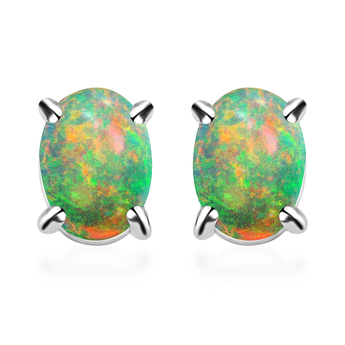 Premium Sleeping Beauty Turquoise Solitaire Stud Earrings in Platinum Over Sterling Silver 1.70 ctw