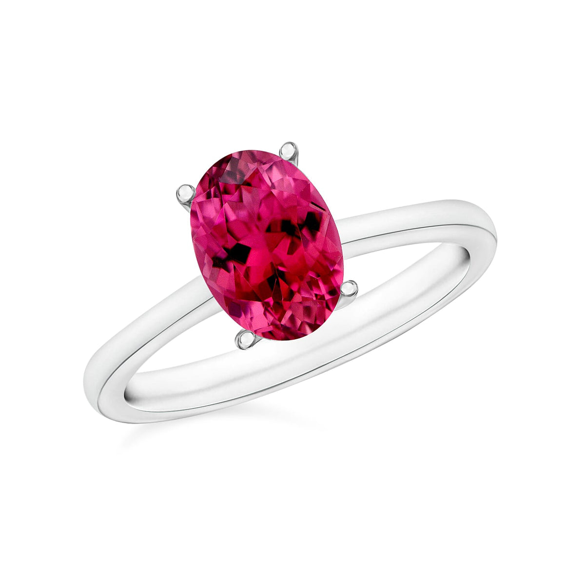 Ouro Fino Rubellite Solitaire Ring in Platinum Over Sterling Silver (Size 10.0) 1.30 ctw