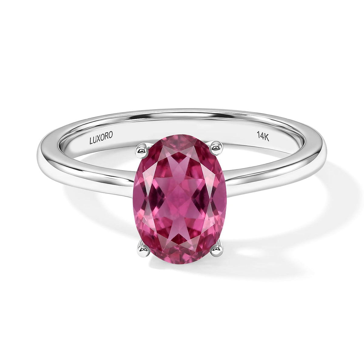 Ouro Fino Rubellite Solitaire Ring in Platinum Over Sterling Silver (Size 10.0) 1.30 ctw