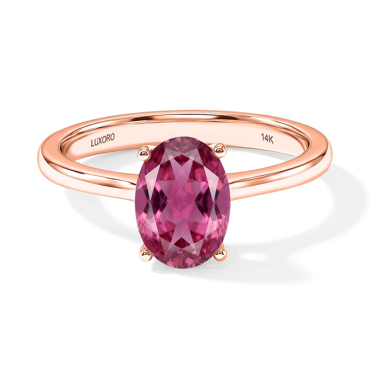 Ouro Fino Rubellite Solitaire Ring in Platinum Over Sterling Silver (Size 10.0) 1.30 ctw