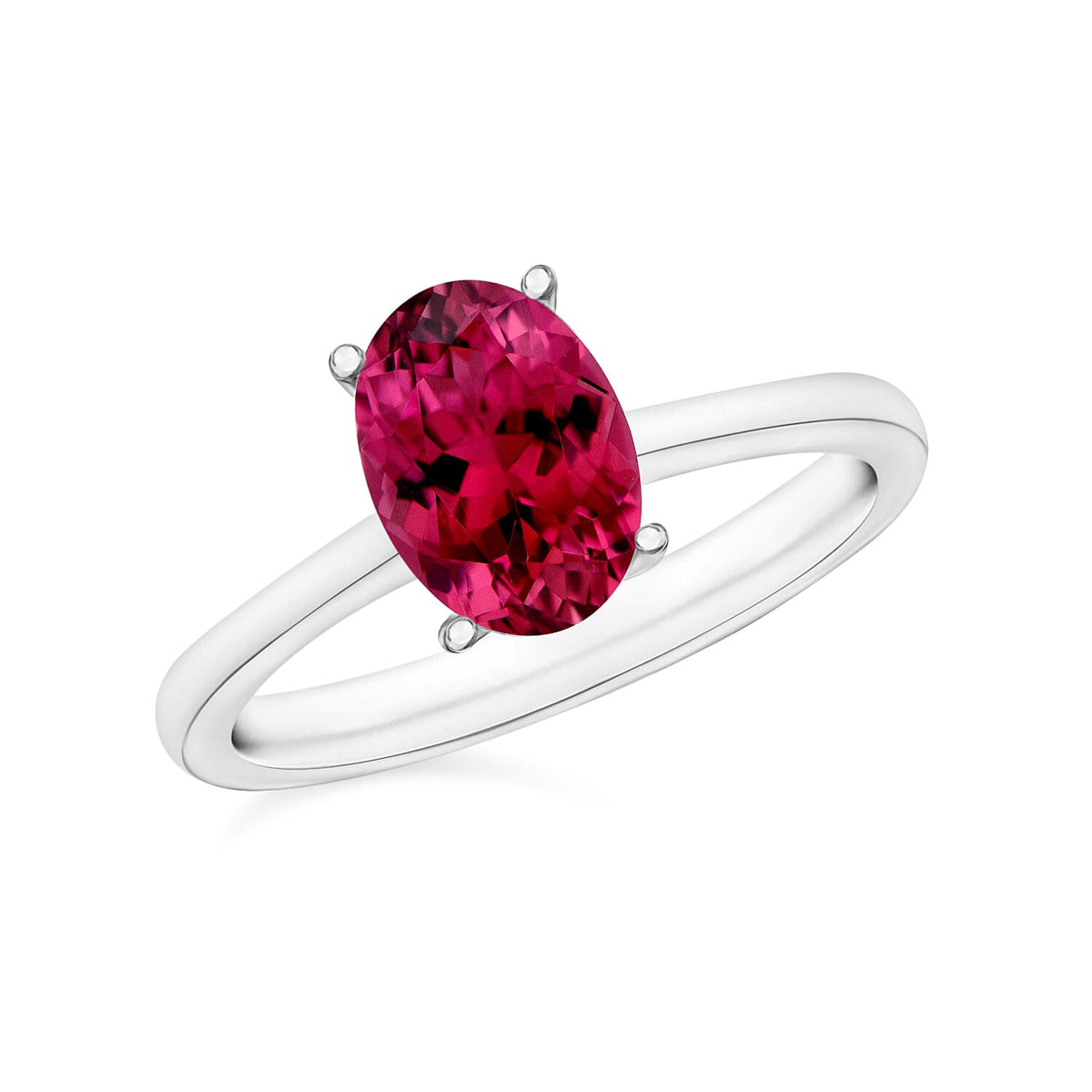 Ouro Fino Rubellite Solitaire Ring in Platinum Over Sterling Silver (Size 10.0) 1.30 ctw