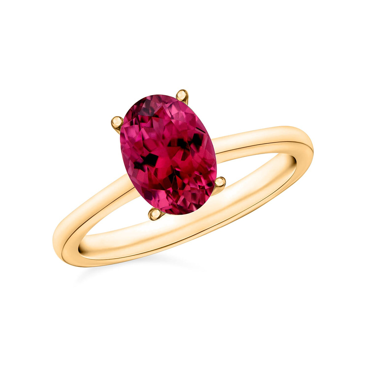 Ouro Fino Rubellite Solitaire Ring in Platinum Over Sterling Silver (Size 10.0) 1.30 ctw
