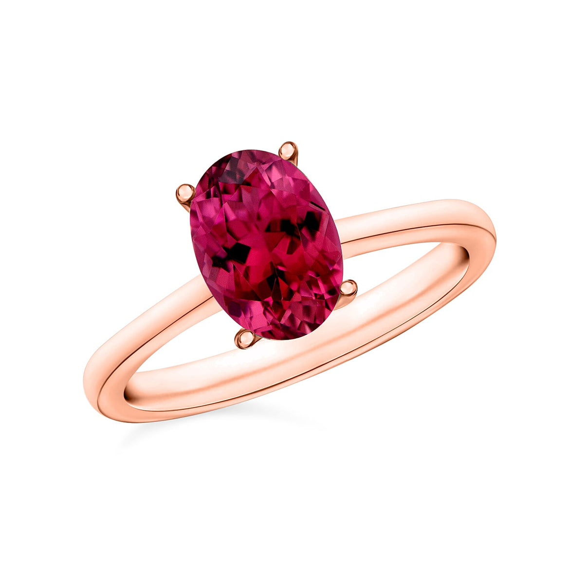 Ouro Fino Rubellite Solitaire Ring in Platinum Over Sterling Silver (Size 10.0) 1.30 ctw