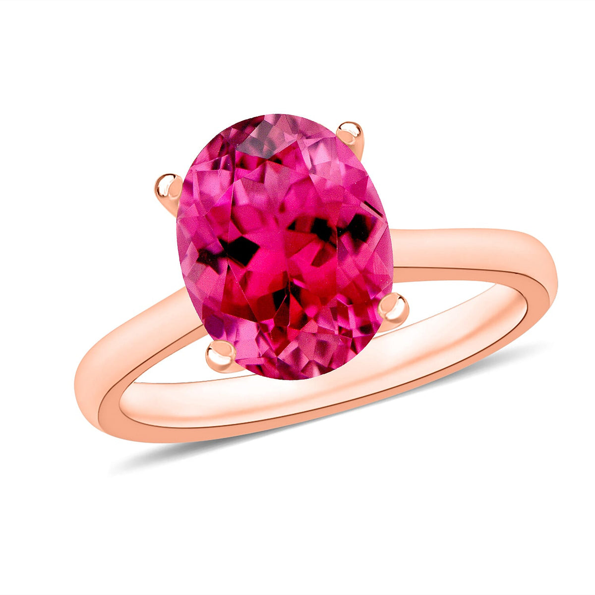 Ouro Fino Rubellite Solitaire Ring in Platinum Over Sterling Silver (Size 10.0) 1.30 ctw